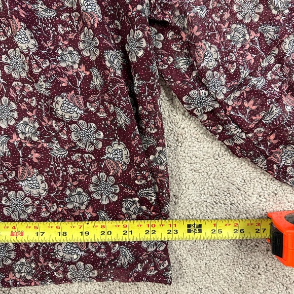 EUC loft boho peasant blouse maroon burgundy like new - Picture 5 of 7
